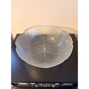 1970s Arcoroc France Aspen Leaf design 10.5” textured glass bowl